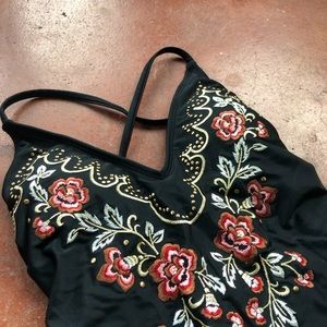 NTW Embroidered One Piece Bathing Suit